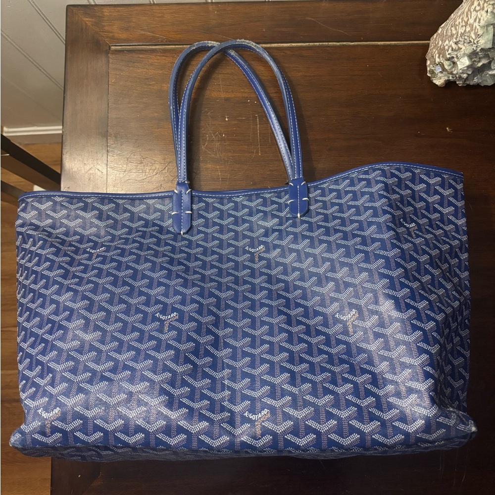 Goyard Chevron Pattern Blue Tote